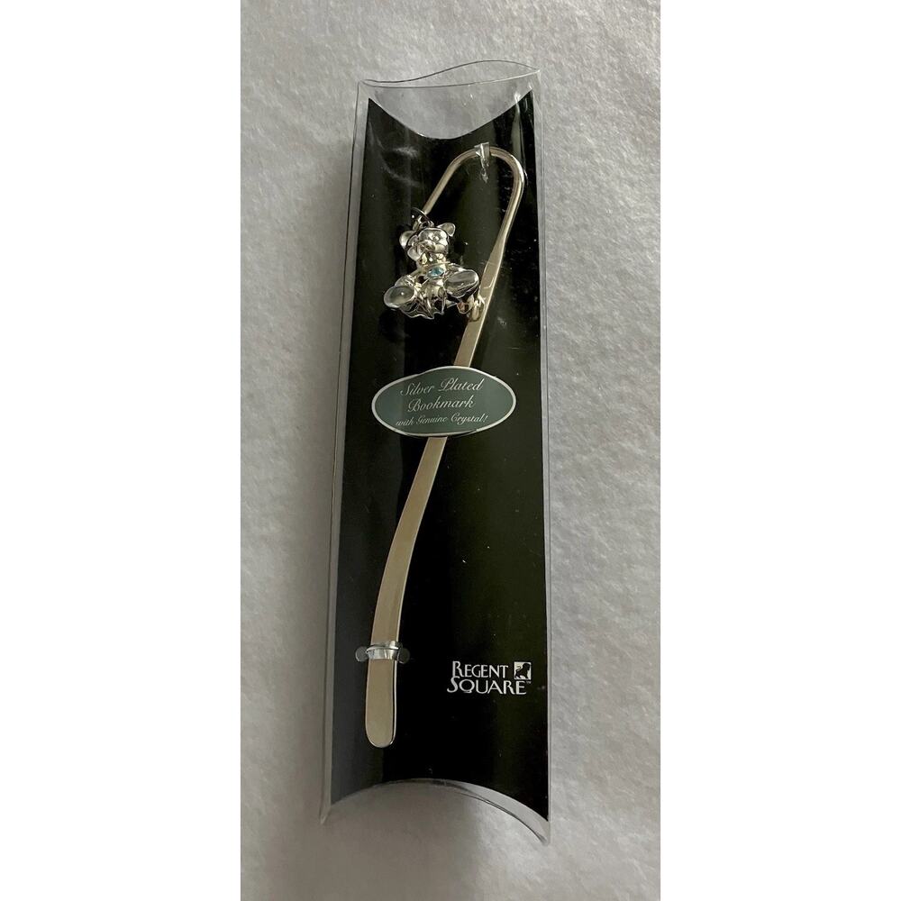 Regent Square Silver Plated Bookmark with Genuine Crystal Bear Non-Tarnish Gift